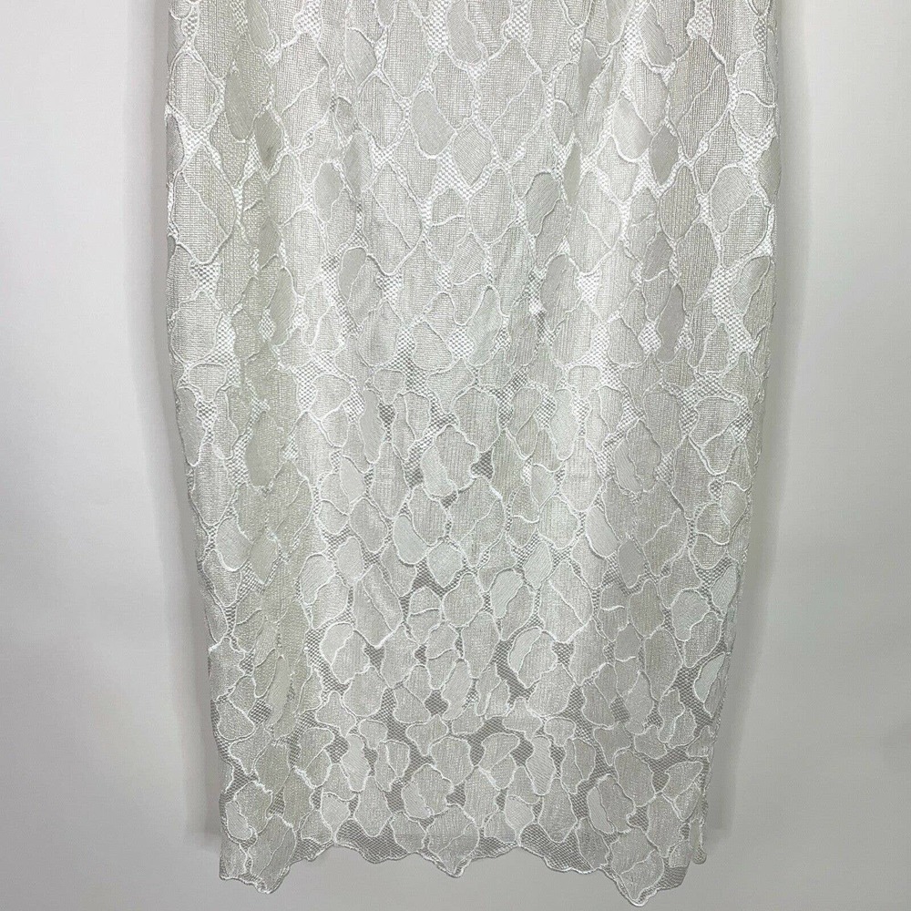 Monique Lhuillier Dress 4 Wht Lace Cocktail High Neck Structured 444209 NWT $598 - Picture 3 of 12
